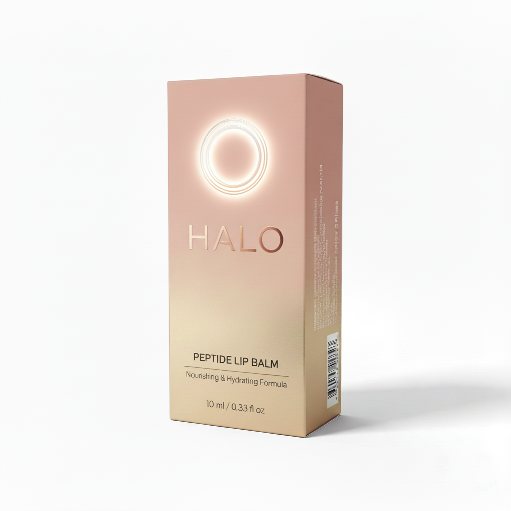HALO Peptide Lip Balm - Glowing Silvery Halo Packaging